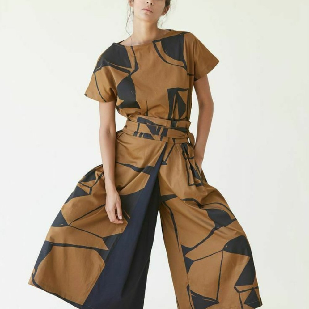 Black Crane Origami Culottes Cotton